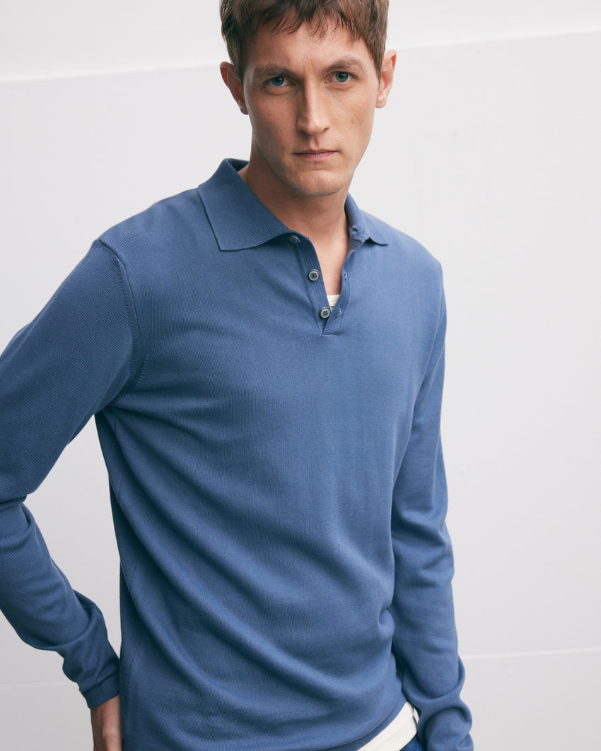 Italian Knitted Long-Sleeve Polo