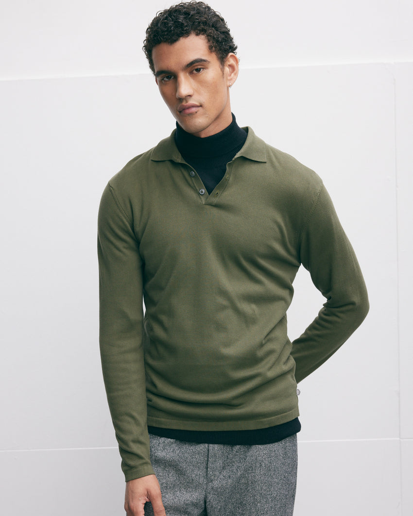 Italian Knitted Long-Sleeve Polo