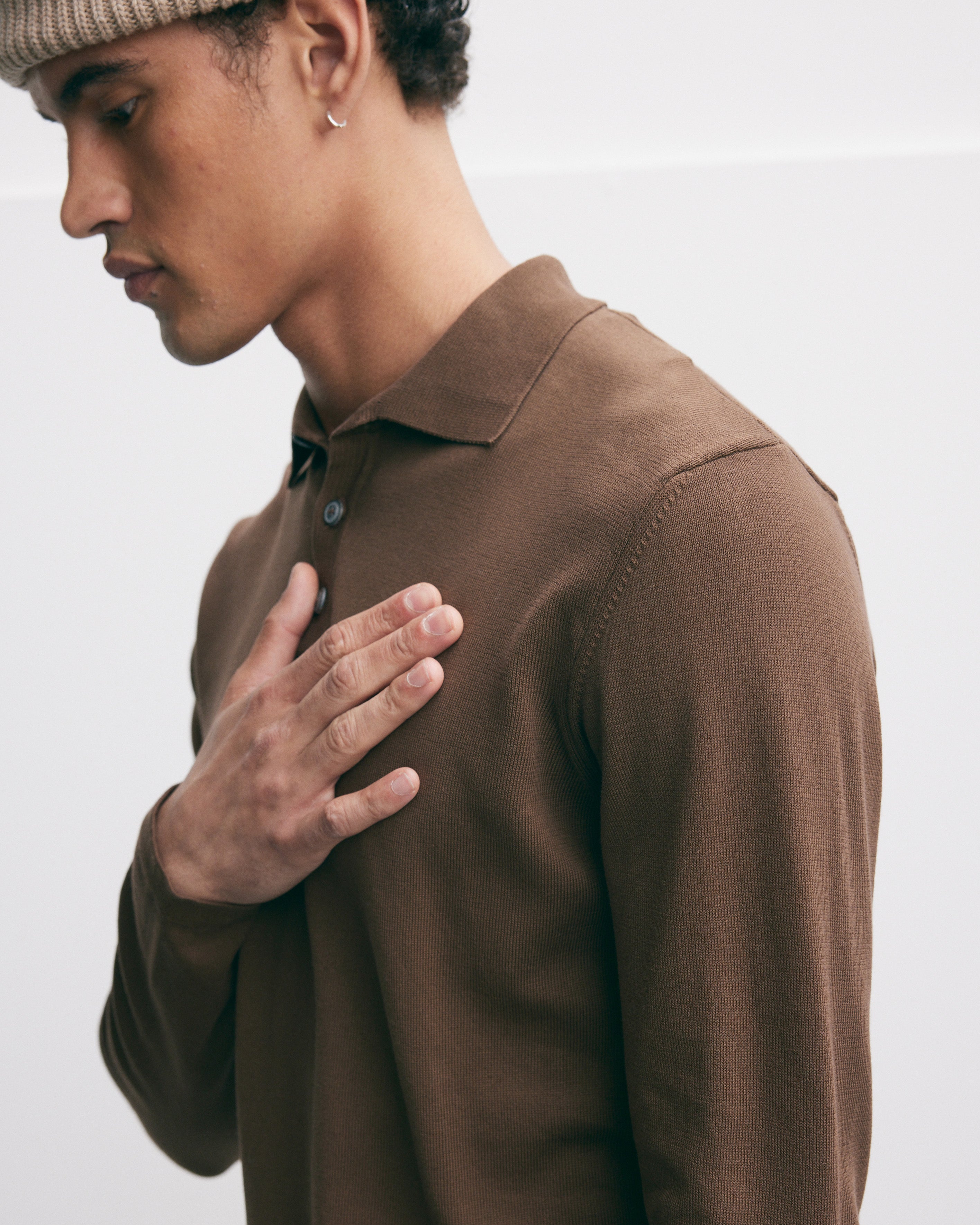Italian Knitted Long-Sleeve Polo