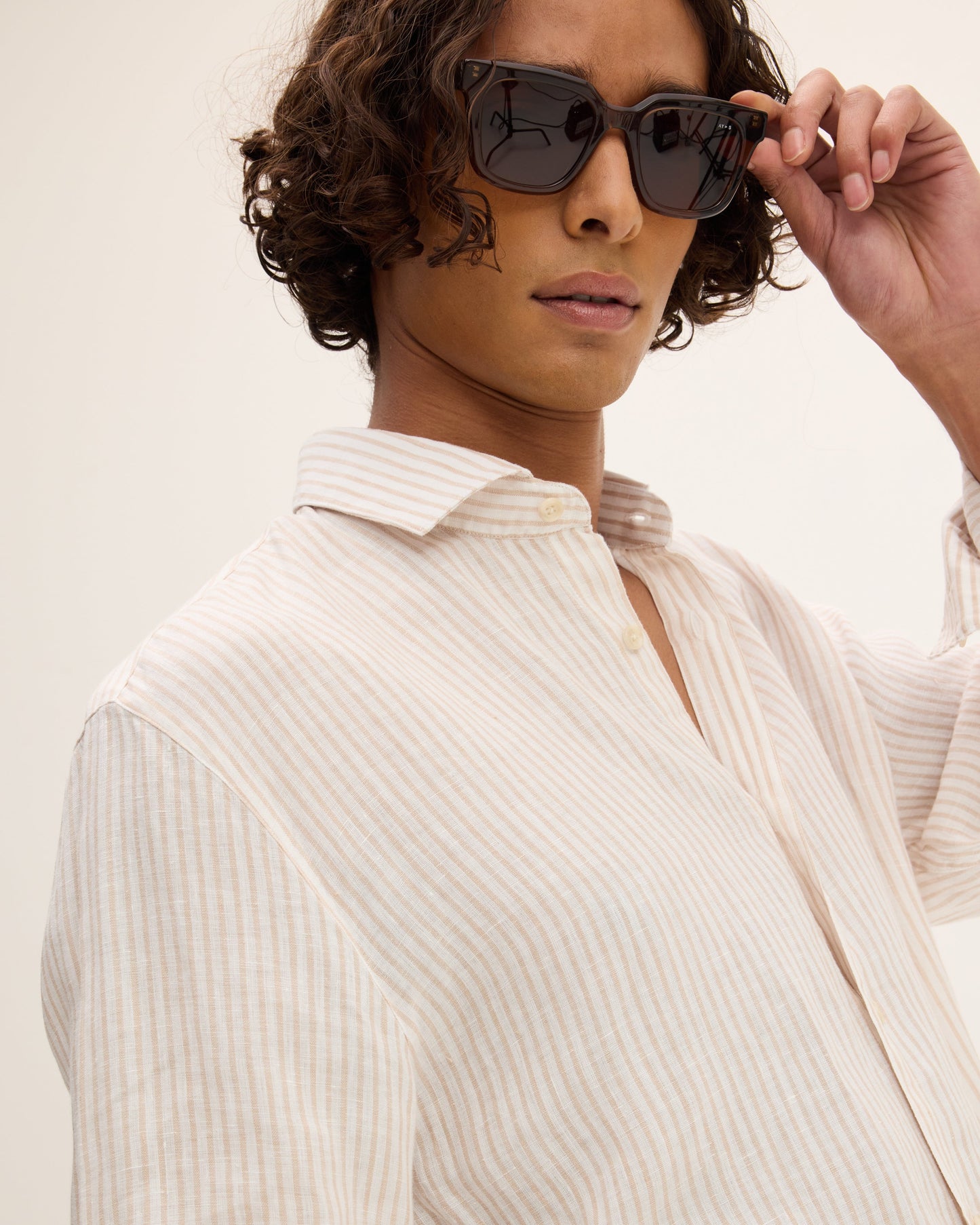 Striped Button-up Linen Shirt