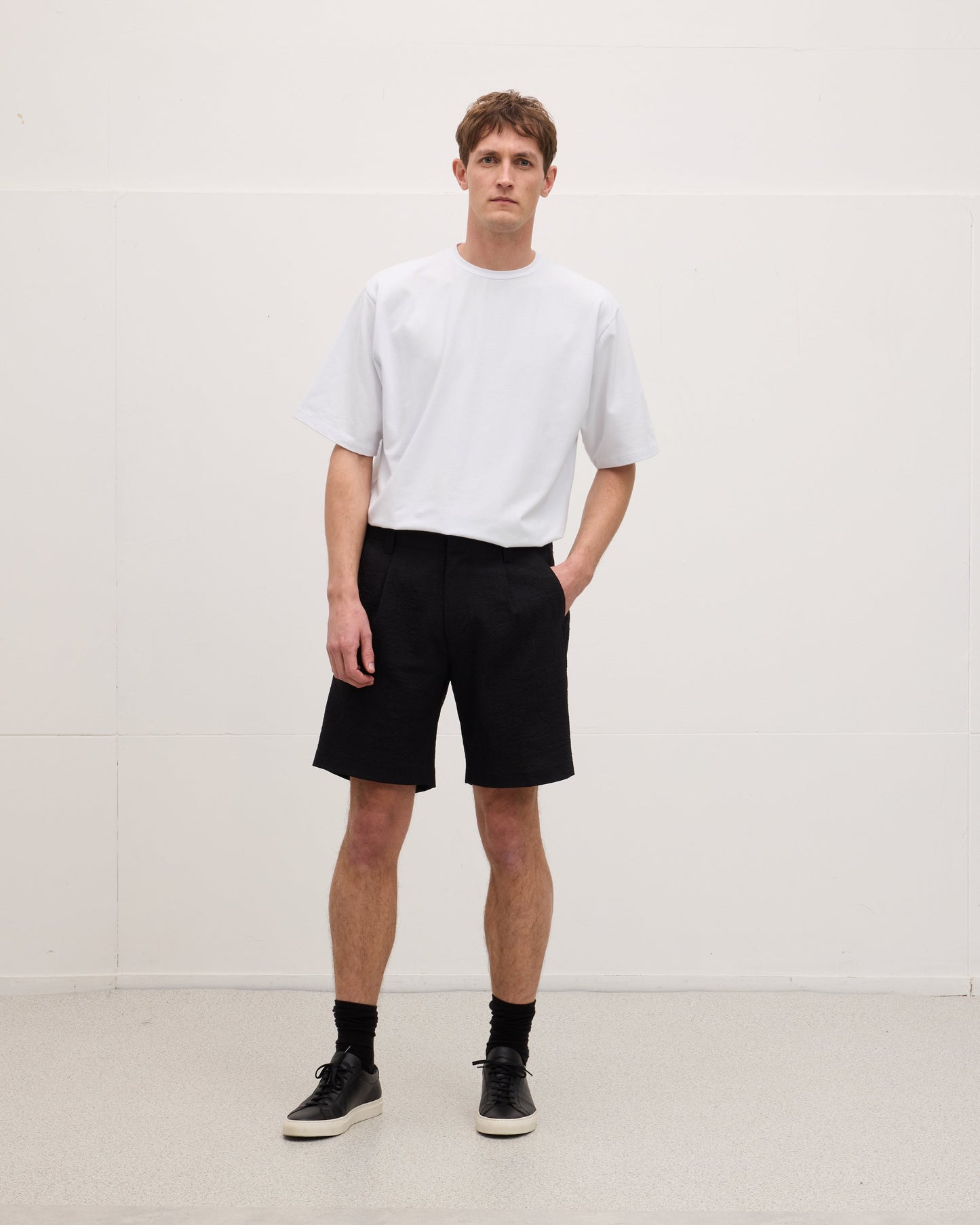 Wool-linen Blend Shorts