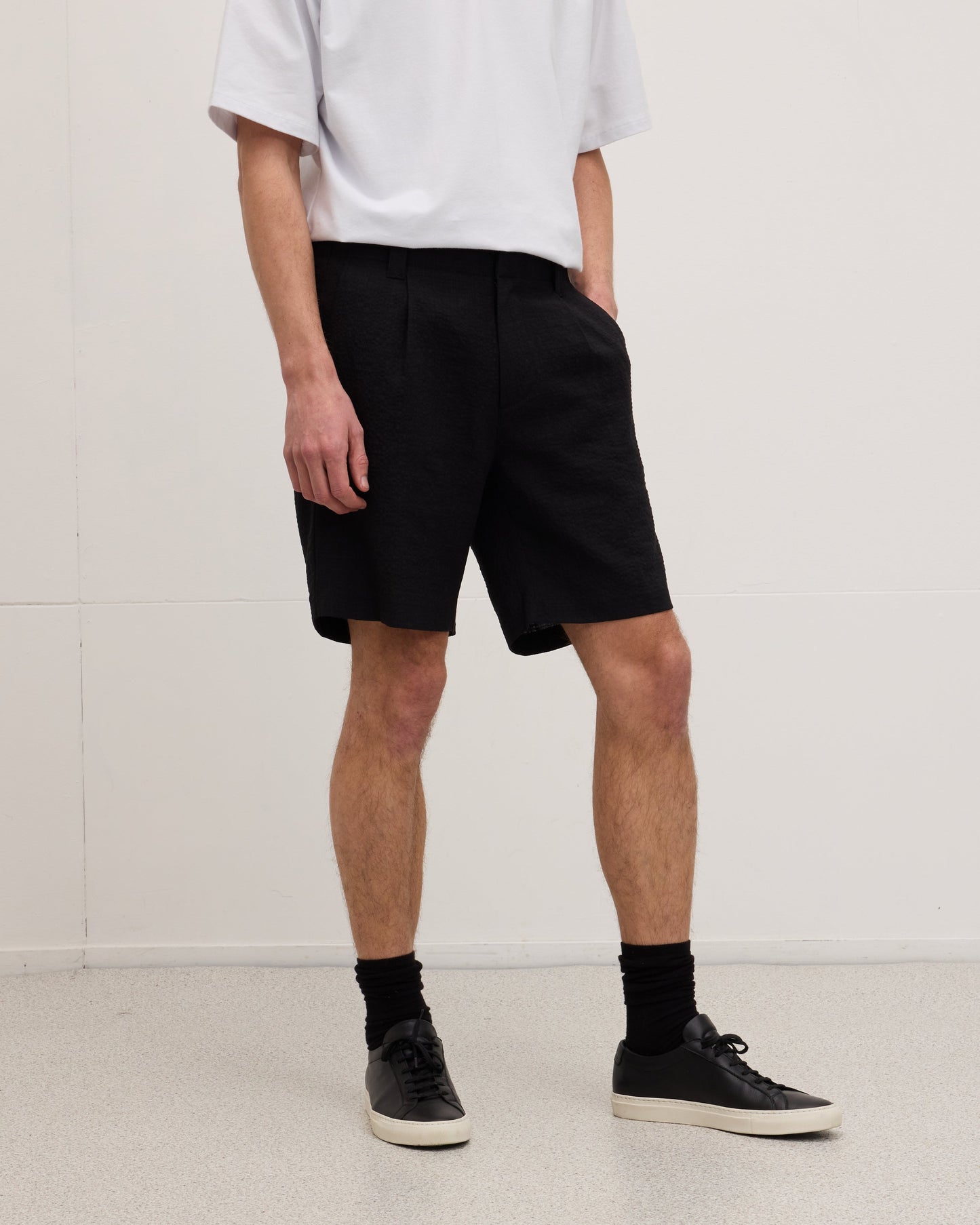 Wool-linen Blend Shorts