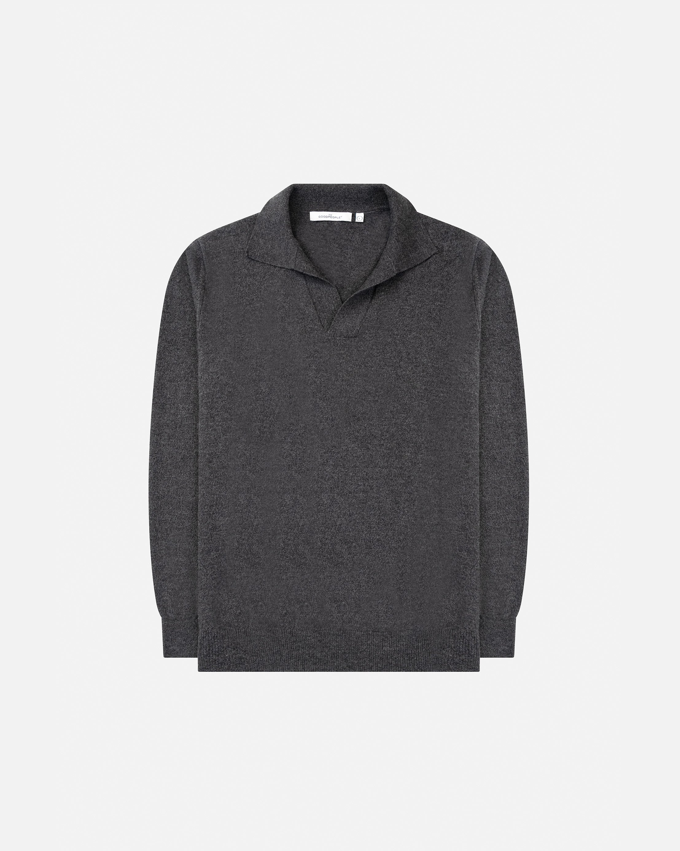 Open-Collar Knitted Polo