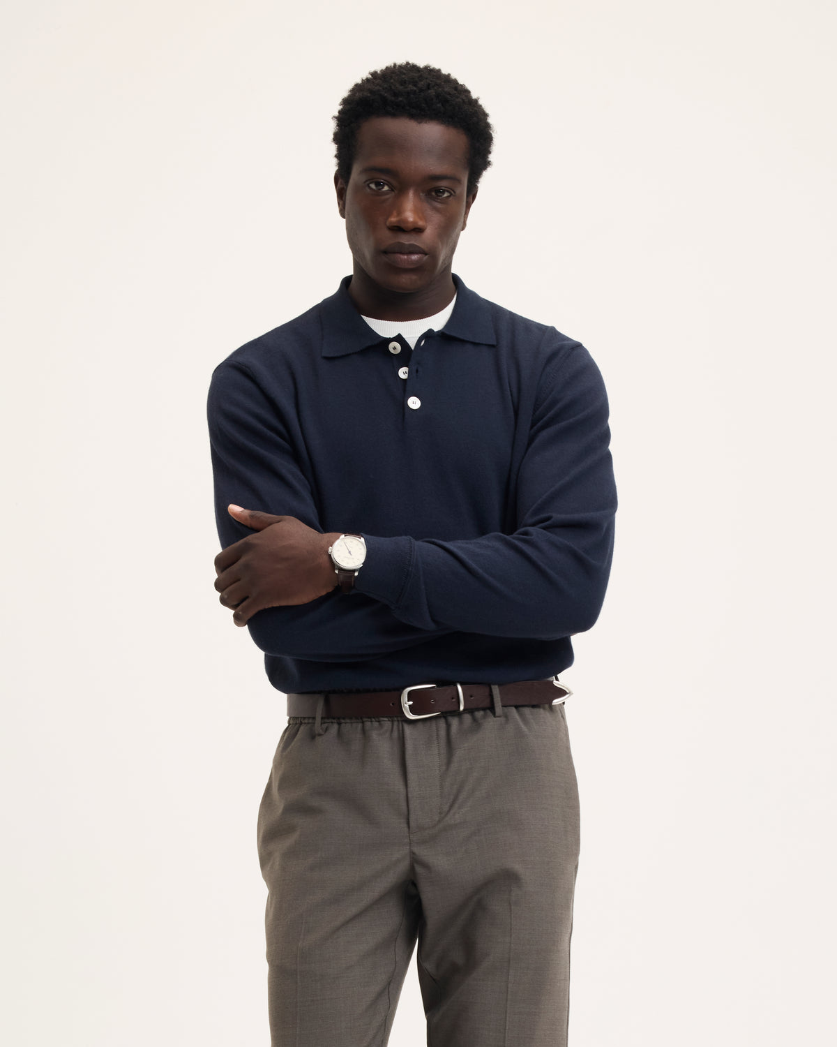 Kario Italian Knitted Long-Sleeve Polo
